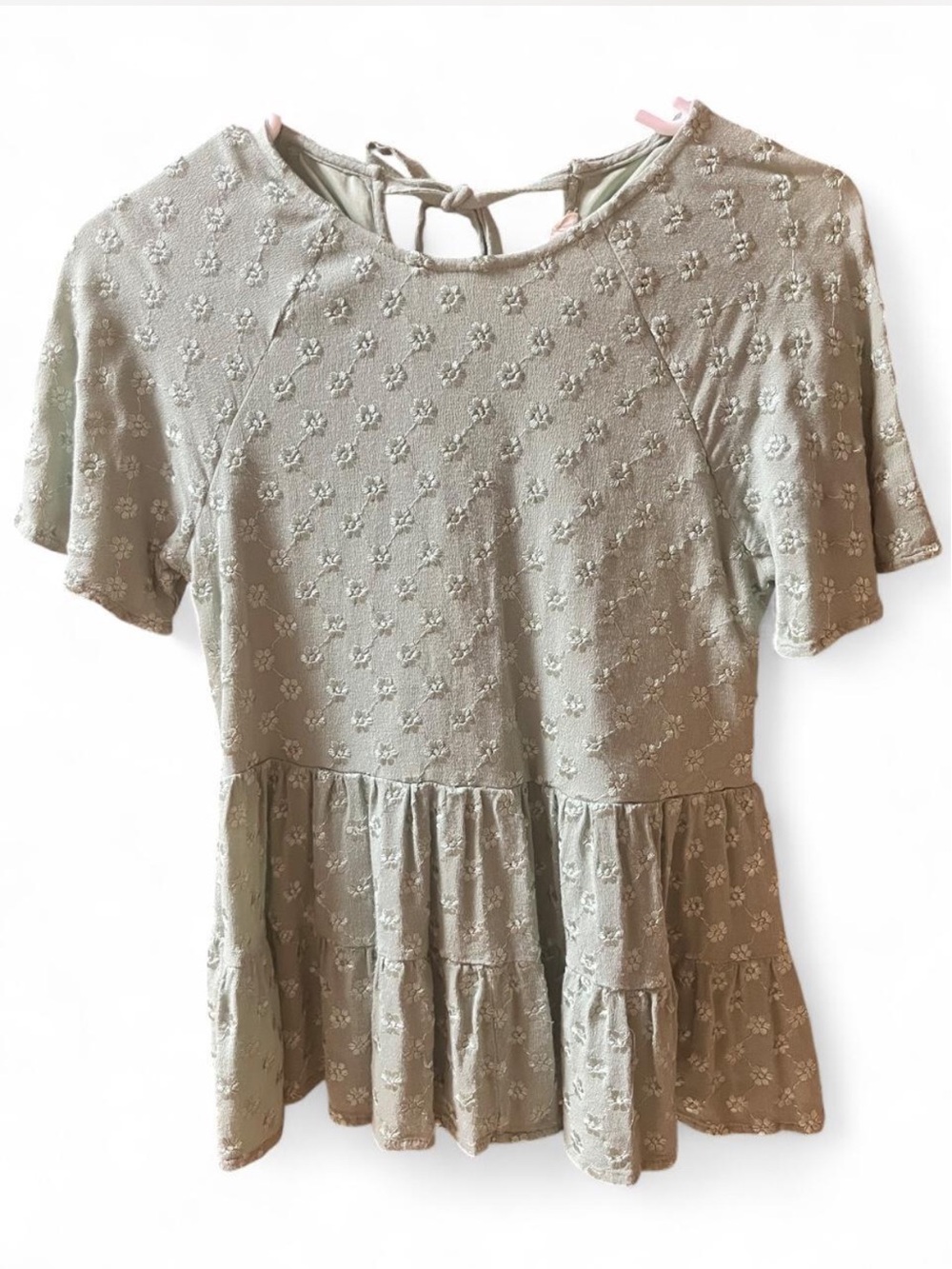 Altar’d State Textured Green Floral Peplum Top